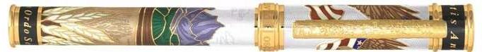 David Oscarson America the Beautiful Alabaster with Gold Vermeil Fountain Pen